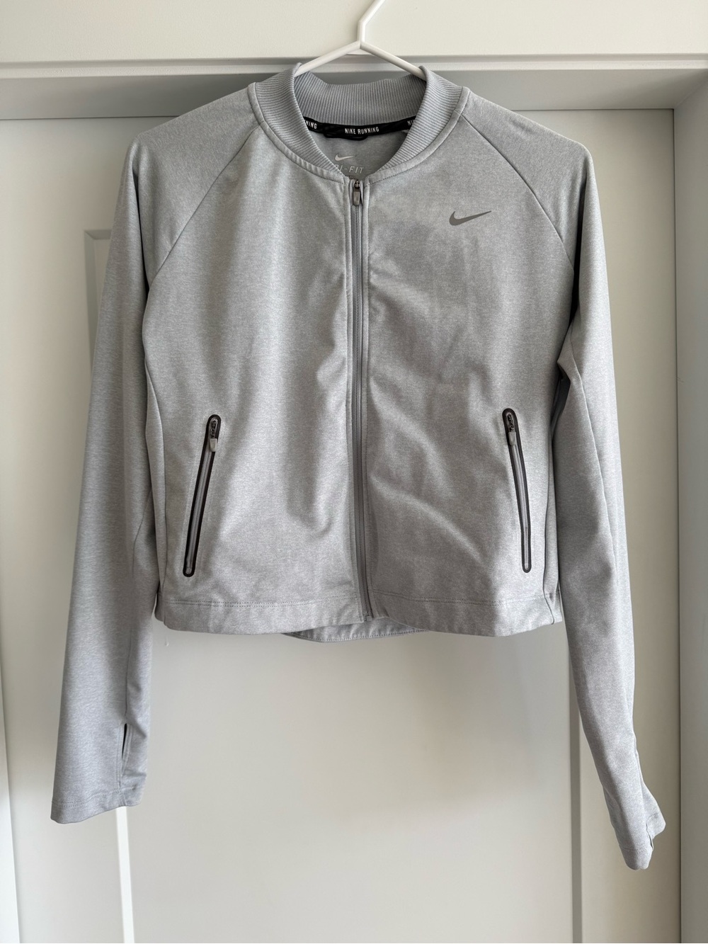 Nike Light Gray Women's Jacket with Zip Pockets